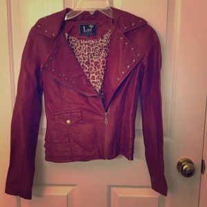 Luz Apparel faux leather Red motorcycle jacket
